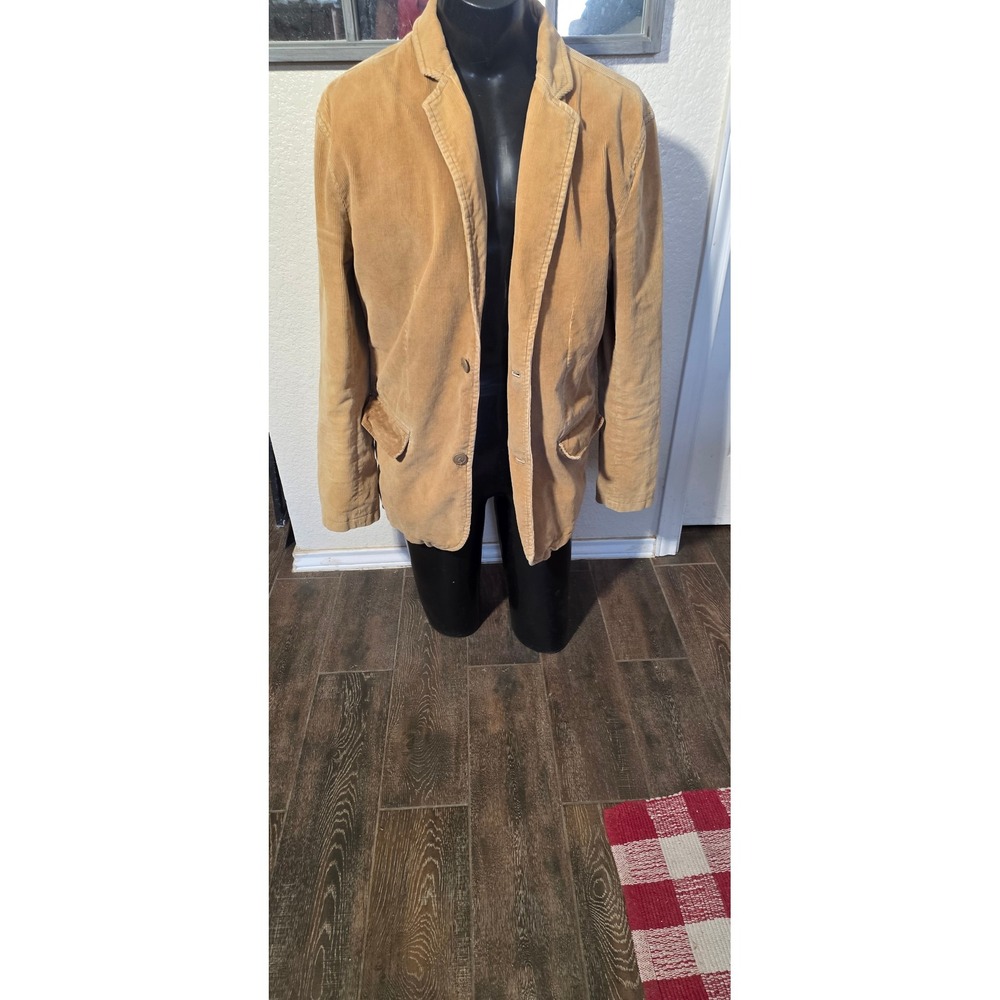 Y2K Vintage Aeropostale Mens Tan Corduroy Blazer Button Sport Coat Tan Camel XL